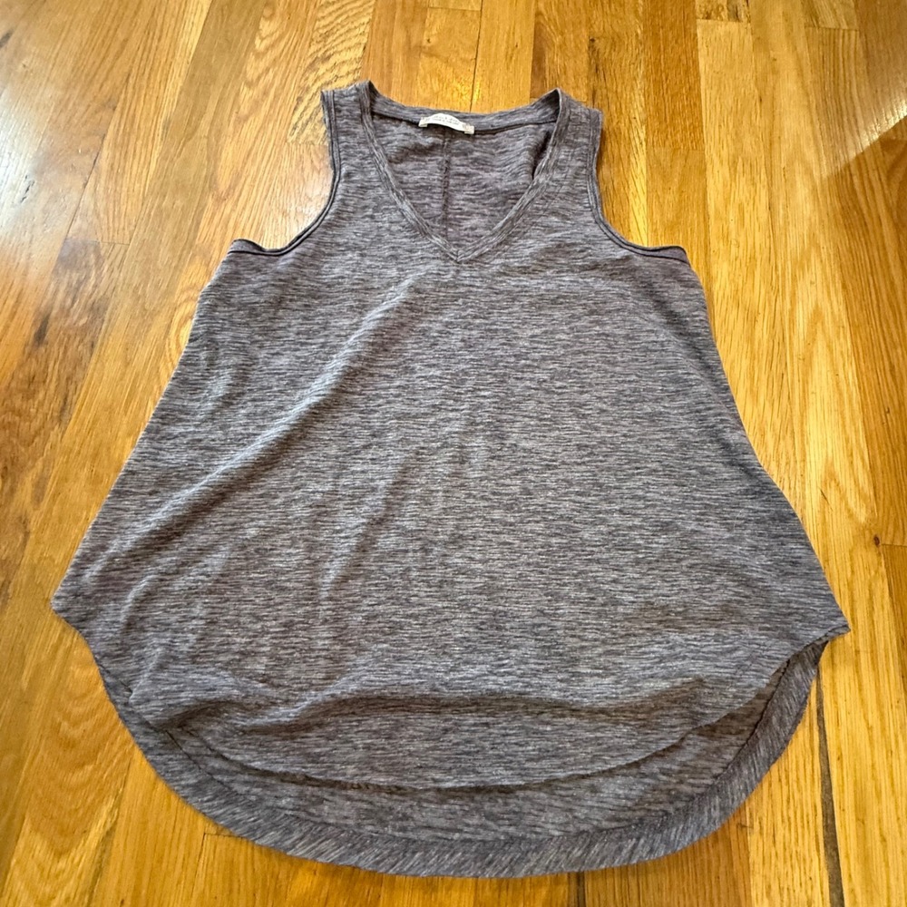 Altar'd State Brown Gray Heathered V-Neck High Low Tank Top XS  Made in USA